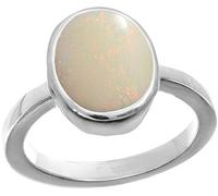 INDIA MADE 13.25 Ratti 12.75 Carat Natural Certified Aa++ Quality Australian White Opal Astrological Purpose Loose Gemstone Panchdhatu Silver Plated Ring for Men and Women