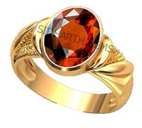 INDIA MADE 14.00 Carat Certified A Natural Gemstone Gomed Hessonite Stone Panchdhaatu Adjustable Ring Gold Plated Ring for Men and Women - 27422, Silver, Artificial Sapphire