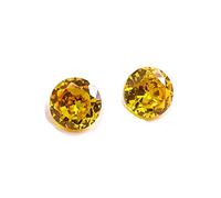 INDIA MADE 14.40 Cts / 2 Pcs Cubic Zirconia Yellow Color 10 Mm Round Shape Aaa Brilliant Cut Cubic Zircon For Jewelry Making Earring/Rings-B07F2J6ZY5