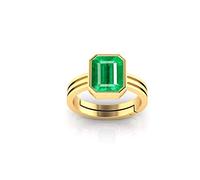 INDIA MADE 15.25 Ratti 14.00 Carat Certified Natural Emerald Panna Gemstone Panchdhatu Adjustable Rashi Ratan Gold Plating Ring for Astrological Purposes Men and Women - B098T8M3C2
