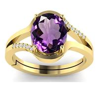 INDIA MADE 15.25 Ratti 14.00 Carat Natural Original Certified Purple Amethyst Gemstone Astrological Gold Plated Ring For Men And Women'S (Lab Certified)-B09Z1ZHKYP