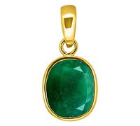 INDIA MADE 15.25 Ratti 14.20 Carat Lab Certified Natural Emerald Loose Gemstone Panna Gold Plated Pendant Locket for Men and Women (Astrological Purpose)-6358