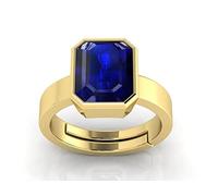 INDIA MADE 15.25 Ratti Certified Unheated Untreatet Aaa++ Quality Natural Natural Blue Sapphire Neelam Gemstone Ring Gold Plated For Women'S And Men'S-B0C19FR4Z2