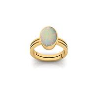INDIA MADE 16.25 Ratti / 15.00 Carat Natural Certified A Quality Australian White Opal Astrological Purpose Loose Gemstone Panchdhatu Gold Plated Ring for Men and Women