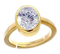 INDIA MADE 17.25 Ratti Natural Certified White Cubic Zircon/Cubic Diamond Gemstone Gold Plated Adjustable Ring For Men'S And Women'S-B0C37M511J