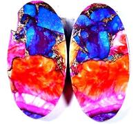 INDIA MADE 19.00 Cts Natural Spiny Oyster Copper Turquoise Matched Pair Oval Loose Gemstone Natural easing Crystal, Releasing Negativity Gemstone (12 X 24 X 3 Mm) by Royal Enterprises-B0B972XFD4