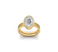 INDIA MADE 19.25 Ratti 18.56 Carat Gold Ring, Natural White Sapphire Stone Pukhraj Certified Adjustable Birthstone for Women, Silver 34461, Created Sapphire, Silver, Sapphire
