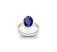 INDIA MADE 2.00 Carat Earth Mining Aa Natural Blue Sapphire Neelam Panchdhatu Silver Plated Adjustable Gemstone Ring B0BWXT6QRT