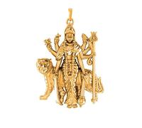 INDIA MADE 22K Gold Plated Silver (92.5% Purity) Goddess Durga Maa Pendant for Men and Women - pm7104_gold Silver Simulated Sapphire