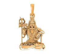 INDIA MADE 22K Gold Plated Silver (92.5% Purity) Shiva Pendant (Large Size) Pendant for Men and Women - pb7107_gold Silver Simulated Sapphire