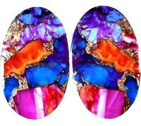 INDIA MADE 23.80 Cts Natural Spiny Oyster Copper Turquoise Matched Pair Oval Loose Gemstone Natural easing Crystal, Releasing Negativity Gemstone (15X25X3 Mm) by Royal Enterprises-B0B97629QS