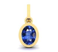 INDIA MADE 3.25 Ratti 2.50 Carat Natural Blue Saphire Simple Oval Pendant Gold Plated Lab Certified-B0BJ78NHNJ