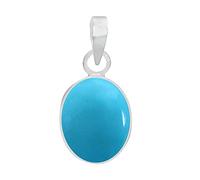 INDIA MADE 3.25ct or 3ct Natural Certified Astrological Gemstone 925 to Hallmarked Sterling Silver Turquoise Firoza Pendant - Nvslp3325-B09KVJMDRN for Men and Women - Silver