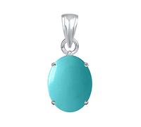 INDIA MADE 3.25ct or 3ct Natural Certified Astrological Gemstone 925 to Hallmarked Sterling Silver Turquoise Firoza Pendant - Nvslp2325-B09KVKD7PL for Men and Women - Silver