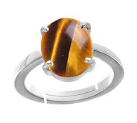 INDIA MADE 3.50 Ratti Natural Earth Mined Tiger Eye/Tiger Stone/Tiger'S Eye Natural Certified Tiger Eye Ring Silver Plated Chitti Stone For Men And Women by Lab - Certified-B09KHMBT4K