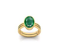 INDIA MADE 4.25 Ratti 3.00 Carat Certified Natural Emerald Panna Panchdhatu Adjustable Rashi Ratan Gold Plating Ring for Astrological Purposes Men and Women (Lab Approved) - B09V87S79F