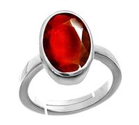 INDIA MADE 4.25 Ratti Certified A+ Quality Natural Hessonite Garnet Gomed Adjustable Silver Ring Loose Gemstone For Women'S And Men'S-B09BW37SWV