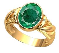 INDIA MADE 5.00 Carat Natural Certified Emerald Panna Gemstone Gold Plated Adjustable Ring for Men and Women 27401 Silver Simulated Sapphire Silver