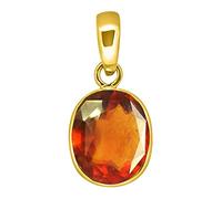 INDIA MADE 5.25 Ratti 4.47 Carat Hessonite Garnet Stone Ashtdhatu Gold Plated Pendant Original And Certified by Wtgtl Natural Gomed Gemstone Unheated And Untreated For Astrological Purpose-B099PR2CNF
