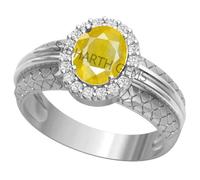 INDIA MADE 5.25 Ratti Yellow Sapphire Panchdhatu Adjustable Silver Ring Original and Certified by Natural Pukhraj Gemstone Free Size 27517 Silver Created Sapphire