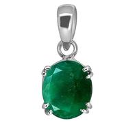 INDIA MADE 5.67 Carat Certified Green Natural Emerald Loose Gemstone Panna Silver Plated Locket for Men and Women - B0CV3QJTVG