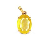 INDIA MADE 6.55 Carat Certified Natural Yellow Sapphire AAA Quality Pukhraj Panchadhatu Gemstone Pendant Locket for Men and Women - 26210 Silver Simulated Sapphire