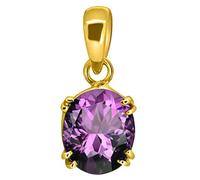 INDIA MADE 7.00 Ratti 10936 Katela Amethyst Gold Plated Pendant/Locket Gemstone (Top AA Quality for Men and Women (GGTL Lab Certified) - 10936, Silver, Artificial Sapphire