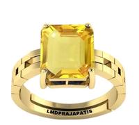 INDIA MADE 7.25 Ratti 6.00 Carat Untreated A Quality Natural Yellow Sapphire Pukhraj Gemstone Gold Plated Ring for Women and Men (Lab Certified)-B09XMCL1K5, Silver, Artificial