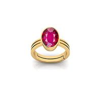 INDIA MADE 7.50 Carat Quality Natural Burma Ruby Manic Unheated Untreated Gemstone Gold Ring for Men and Women (GGTL Lab Certified) - 10380, Silver, Artificial Sapphire