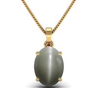 INDIA MADE 8.25 Carat Certified Unheated Untreatet Natural Cat Eyes Stone Pendant Lehsunia Ketu Gold Plated Panchdhatu Pendant by Lab - Certified For Women'S And Men'S-B09SHY3YP3