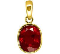 INDIA MADE 8.25 Ratti Certified Pendant / Locket Gold Plated Premium Quality Natural Ruby Manik Ashtadhatu Premium Quality 26238 Silver Sapphire Created, Silver, Created Sapphire