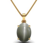 INDIA MADE 8.50 Ratti Cat'S Eye Stone Ashtadhatu Pendant Rashi Ratna Natural Certified Lehsuniya Locket Gemstone Unheated And Untreated Gemstone For Men And Women-B07V4N6L6Y