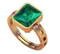 INDIA MADE 9.00 Carat Certified Natural Emerald Panna Panchdhatu Adjustable Rashi Ratan Gold Plating Ring for Astrological Purpose Men & Women-18450, Silver, Created Sapphire, Silver, Created Sapphire
