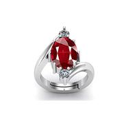 INDIA MADE 9.25 Ratti 8.50 Carat Quality Natural Burma Ruby Manik Unheated Untreated Gemstone Silver Plated Ring for Men and Women (GGTL Lab Certified) - 12643