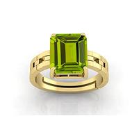 INDIA MADE 9.25 Ratti 8.60 Carat Certified Natural Green Peridot Gemstone Adjustable Ring for Men and Women - B09X1K9KKZ, Silver, Artificial Sapphire