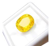 INDIA MADE 9.25 Ratti 8.82 Carat Yellow Sapphire Gemstone Certified Pukhraj Cultured Stone Lab Tested Astrological Purpose 32825 Silver Created Sapphire