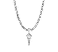 INDIA MADE 92.5% Purity Sterling Silver God Hanuman Gada Pendant Necklace (Pendant with Chain 22 Inch) for Women Men Pure Silver Made by Lord Bajrang Bali