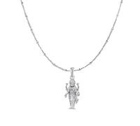 INDIA MADE 92.5% Purity Sterling Silver Goddess Laxmi Ji Pendant Necklace for Women Men AMZ155 Silver Simulated Sapphire Silver Created Sapphire