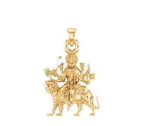 INDIA MADE 925 Sterling Silver, 22K Gold Plated, Goddess Durga Maa Pendant, Durga Maa Locket for Men and Women, AMZ188, Silver, Artificial Sapphire