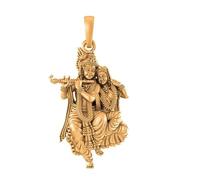INDIA MADE AMZ230 925 Sterling Silver 22k Gold Plated God Krishna Lord Krishan/Radha Krishna/Bal Gopal Locket for Men and Women Silver Created Sapphire