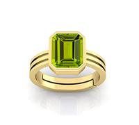 INDIA MADE Anguthi Natural Green Peridot Adjustable Ring for Men and Women 4.25 Carat Certified Natural Green Peridot B09X34ZC1Q Silver Simulated Sapphire