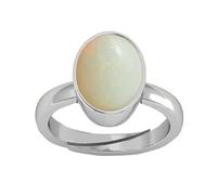 INDIA MADE B0BWNK8YKT 13.25 Ratti/12.75 Carat Natural Certified A Quality Australian White Opal Astrological Purpose Loose Gemstone Panchdhatu Silver Plated Ring for Women and Women