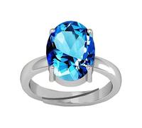 INDIA MADE B0CXM6D61T 3.00 Carat 2.50 Carat Blue Topaz Free Size Adjustable Ring Silver Plated Gemstone Lab Certified (Top Aa Quality for Men and Women