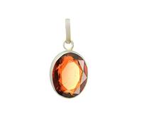 INDIA MADE Bhairaw Gems Sterling Silver Hessonite Garnet Pendant with 7.00 Rat / 6.00 Carat Unheated Untreated Natural Stone for Astrological Purposes B09YCR33CL Silver Created, Silver, Created