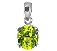 INDIA MADE Certified 4.25 Ratti Deluxe Quality Natural Peridot Stone Silver Plated Pendant/Locket 100% Gemstone by Lab Certified(Top Aaa+) Quality-B0BV6ZZ9PP