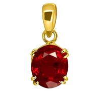 INDIA MADE Certified 7.25 Ratti Quality, Natural Ruby, Manik Ashtadhatu, Gold Plated Pendant/Locket, Lab Certified Gemstone (Top Quality: 23764, Silver, Artificial