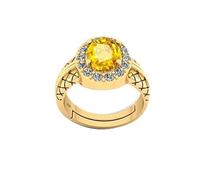 INDIA MADE Certified 8.25 Ratti Pukhraj Guru Graha Rashi Ratan Panchdhatu Natural Yellow Sapphire Gemstone Ring - 27751 Silver Artificial Sapphire