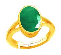 INDIA MADE Certified Natural Emerald Panna 15.25 Ratti Panchdhatu Rashi Ratan Gold Plated Ring for Astrological Purposes Men and Women by Lab Certifeid-5973, Silver, Created Sapphire