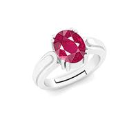 INDIA MADE Certified Unheated Untreated 5.00 Carat A+ Quality Natural Burma Ruby Manic Gemstone Silver Plated Ring for Men and Women - 12805, Silver, Artificial Sapphire, Silver,