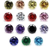 INDIA MADE Cubic Zirconia 1Pcs Per Color Total 15Pcs Round Mixed Color Cubic Zirconia Stone Loose Cz Stone For Jewelry Making For Men & Women-B0DL3R8P5M